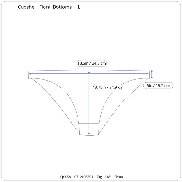 NWT Cupshe High Waist Rise Floral Swimsuit Bikini Tankini Bottoms Womens Large - Picture 7 of 7